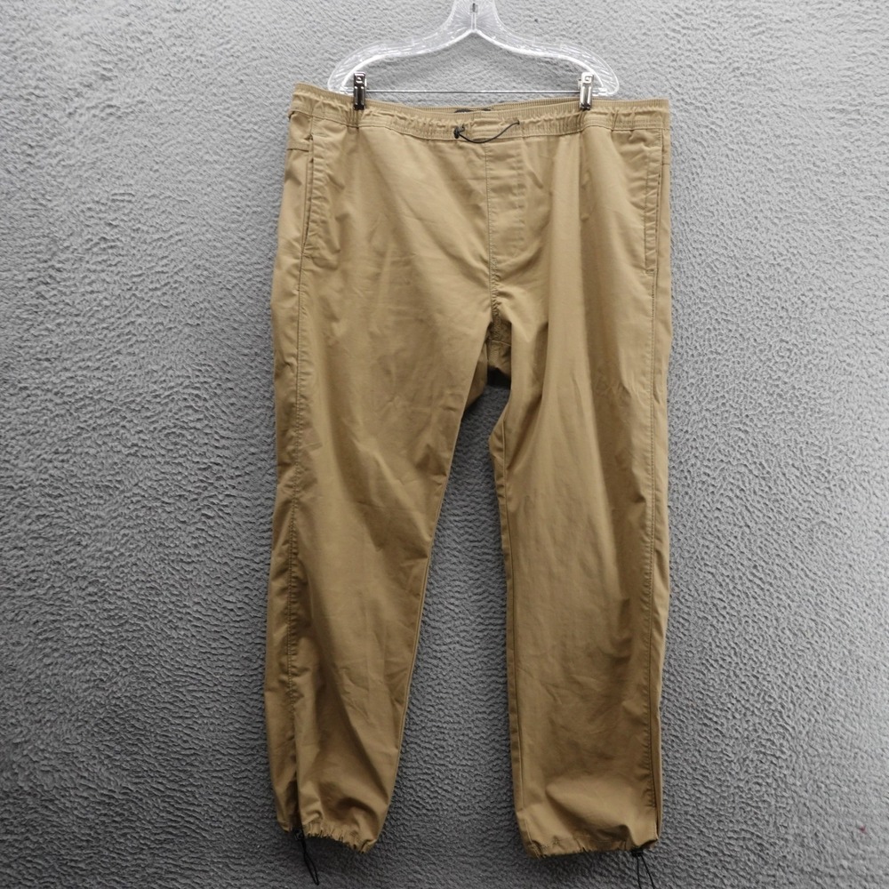 Levi Strauss Signature Pants XXL 42x31 Khaki Men Elastic Waist Drawstring Casual
